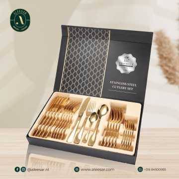 GOLDEN CUTLERY SET 24PCS|[Y55]
